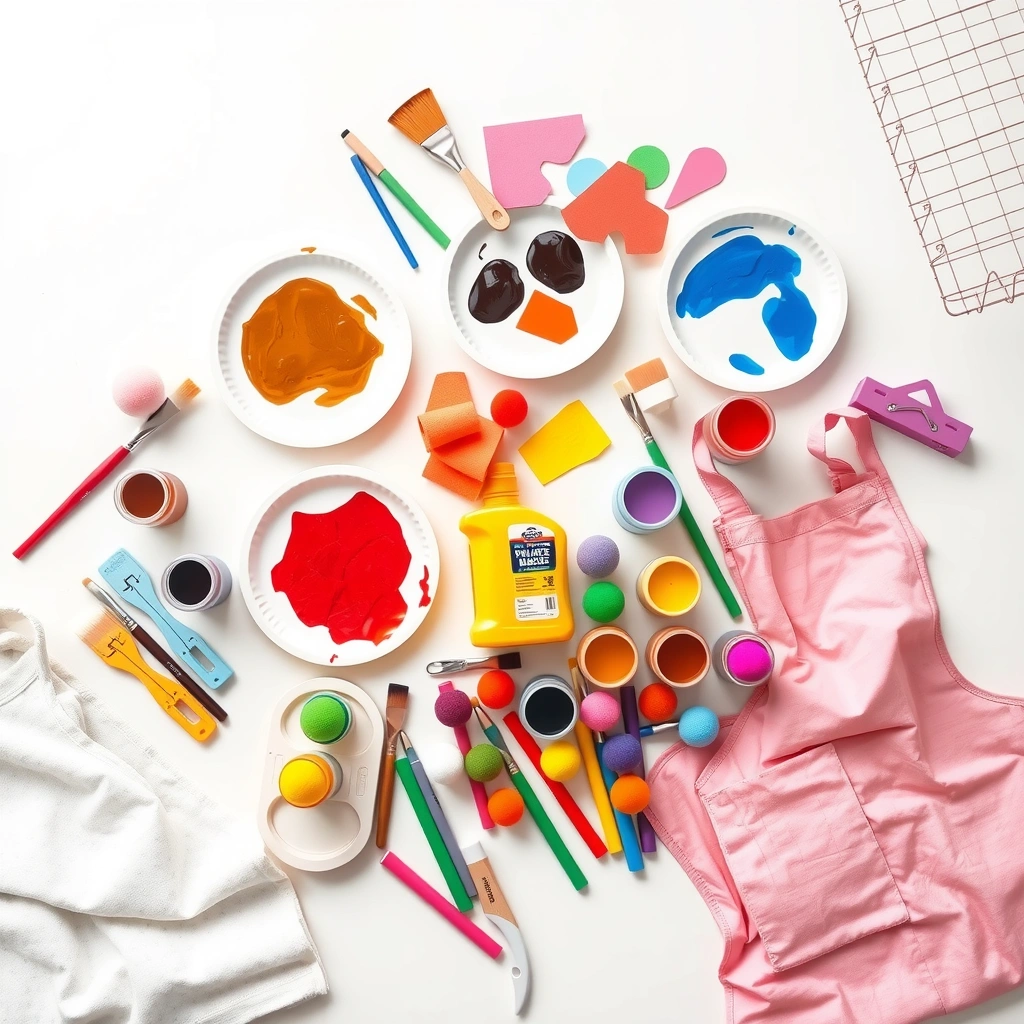 Flat lay materiałów — przygotowanie na stół - Materiały - Dzień Misia