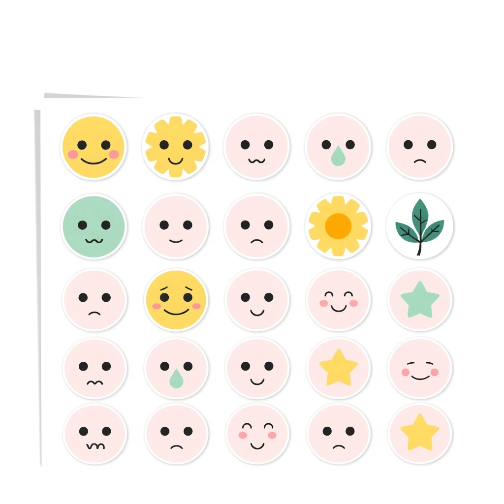 Arkusz naklejek — nagrody za udział - Szablony - Emocje