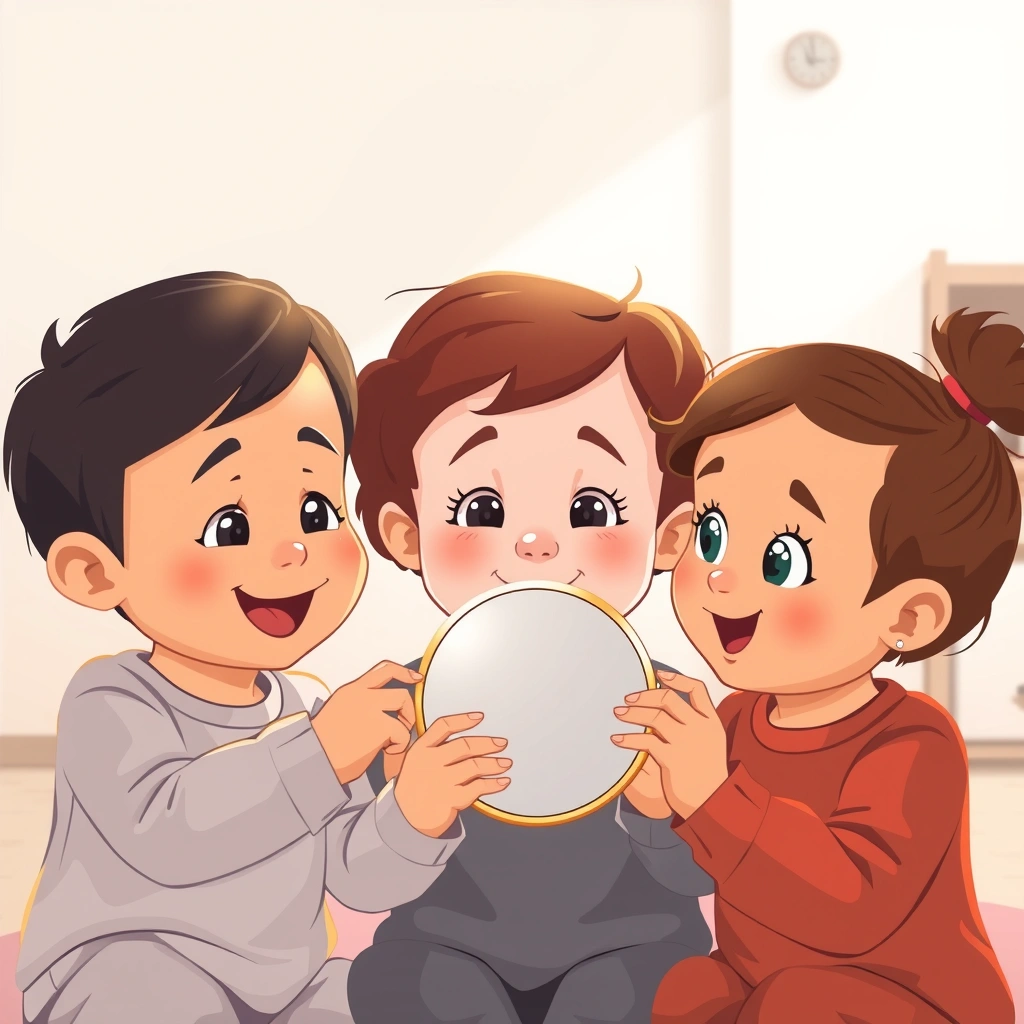 Małe lusterko — dzieci oglądające swoje miny - Materiały - Emocje