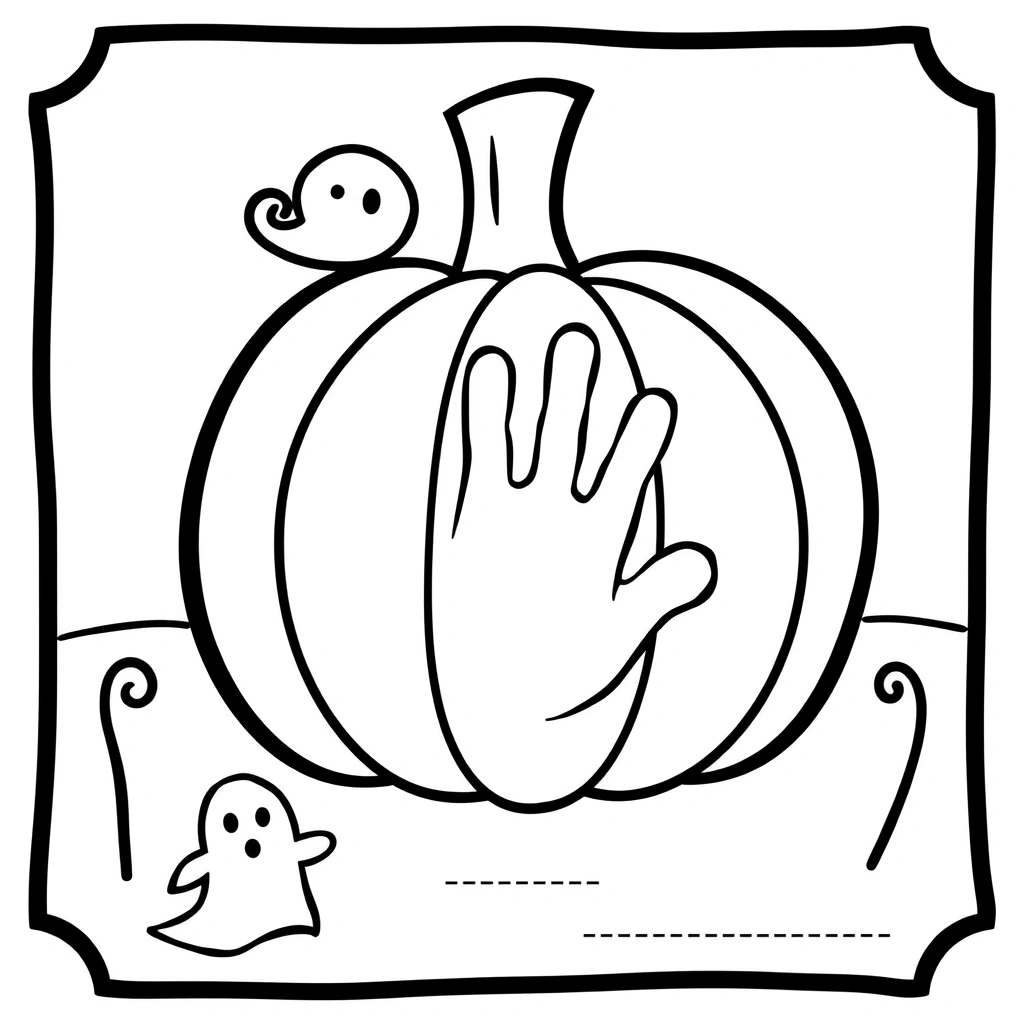 Kolorowanka: Dynia i duch (kontury) - Kolorowanki - Halloween