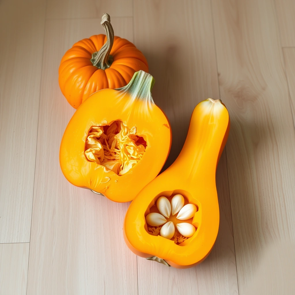 Cała i przekrojona dynia - Materiały - Dynia