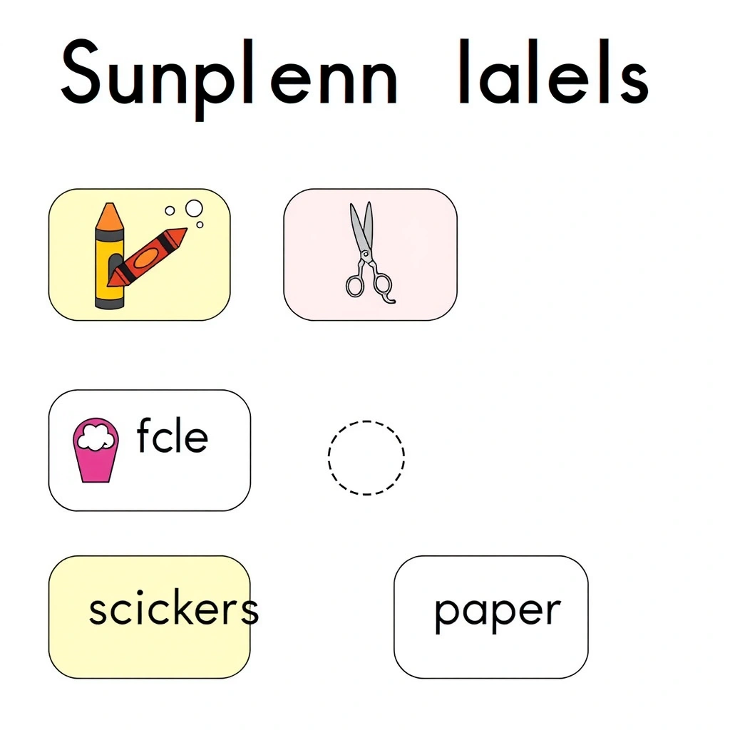 Etykiety na pojemniki z przyborami - Szablony - Bajkowe Postacie
