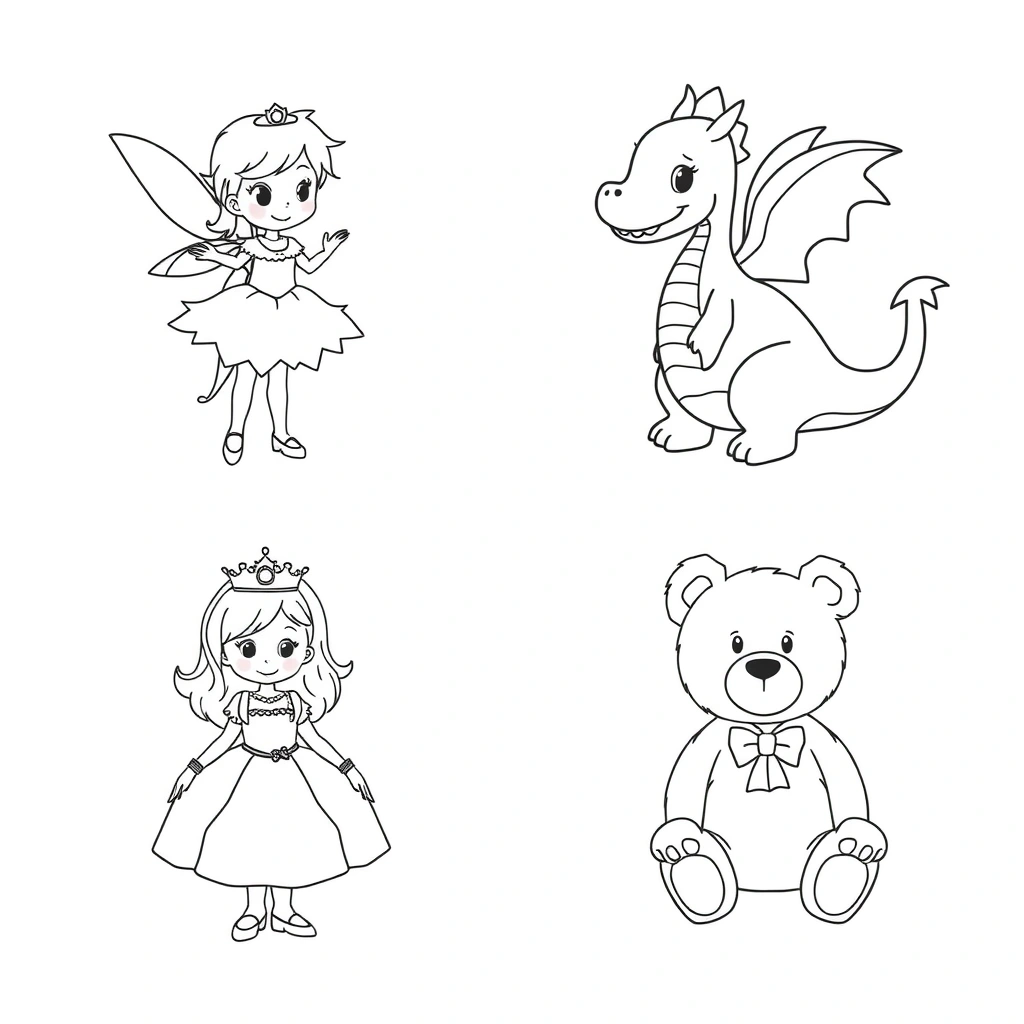 Kolorowanka z postaciami bajkowymi - Kolorowanki - Bajkowe Postacie