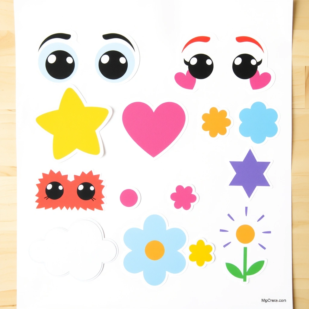 Naklejki dekoracyjne — oczka, gwiazdki, kółka - Materiały - Bajkowe Postacie