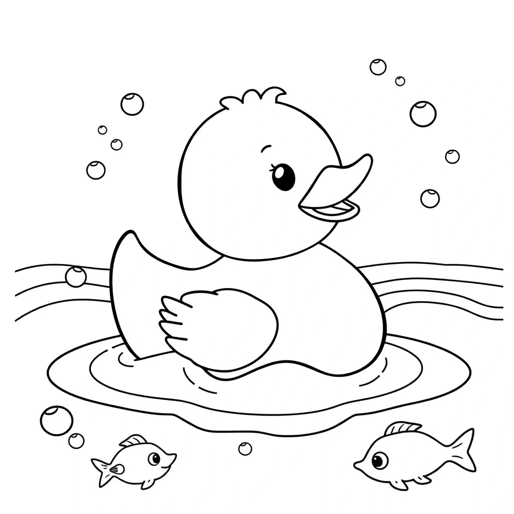Kolorowanka: gumowa kaczuszka na wodzie - Kolorowanki - Dzień Gumowej Kaczki