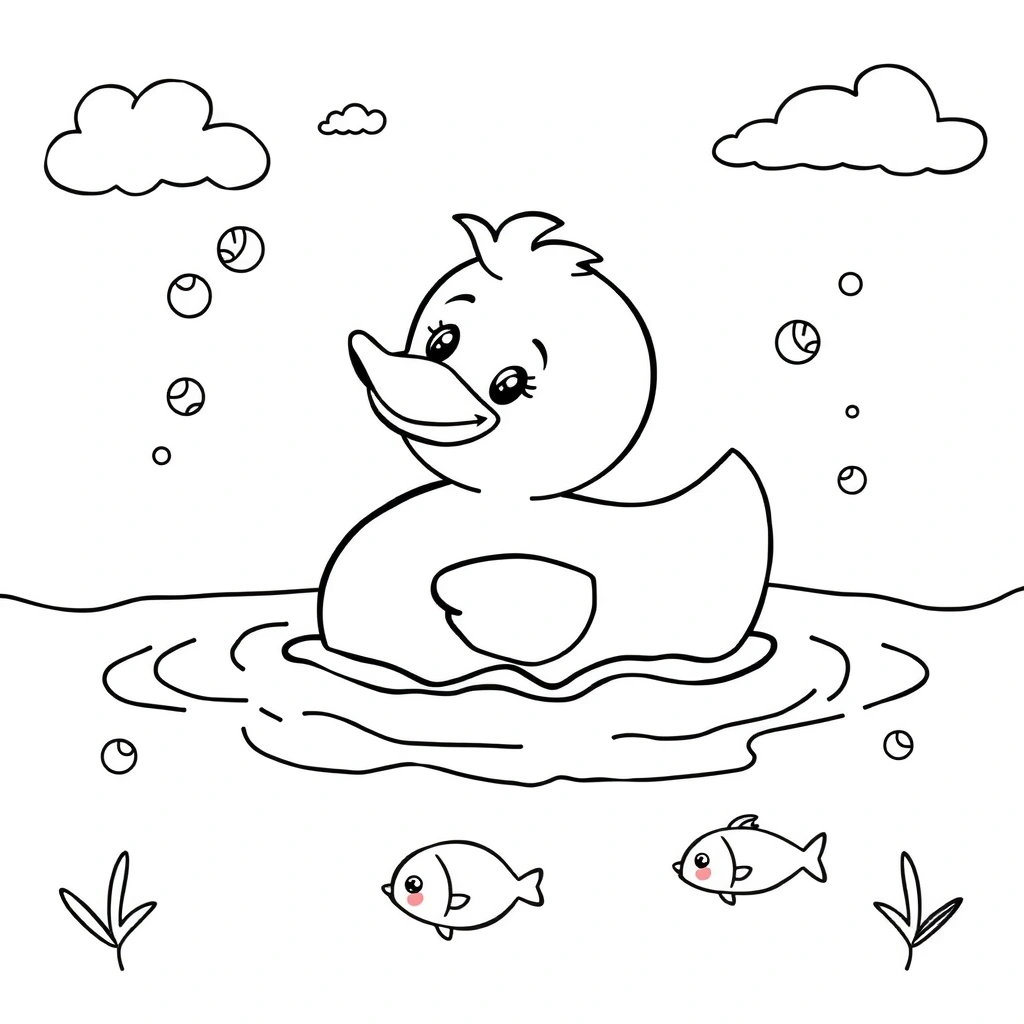 Kolorowanka: gumowa kaczuszka na wodzie - Kolorowanki - Dzień Gumowej Kaczki