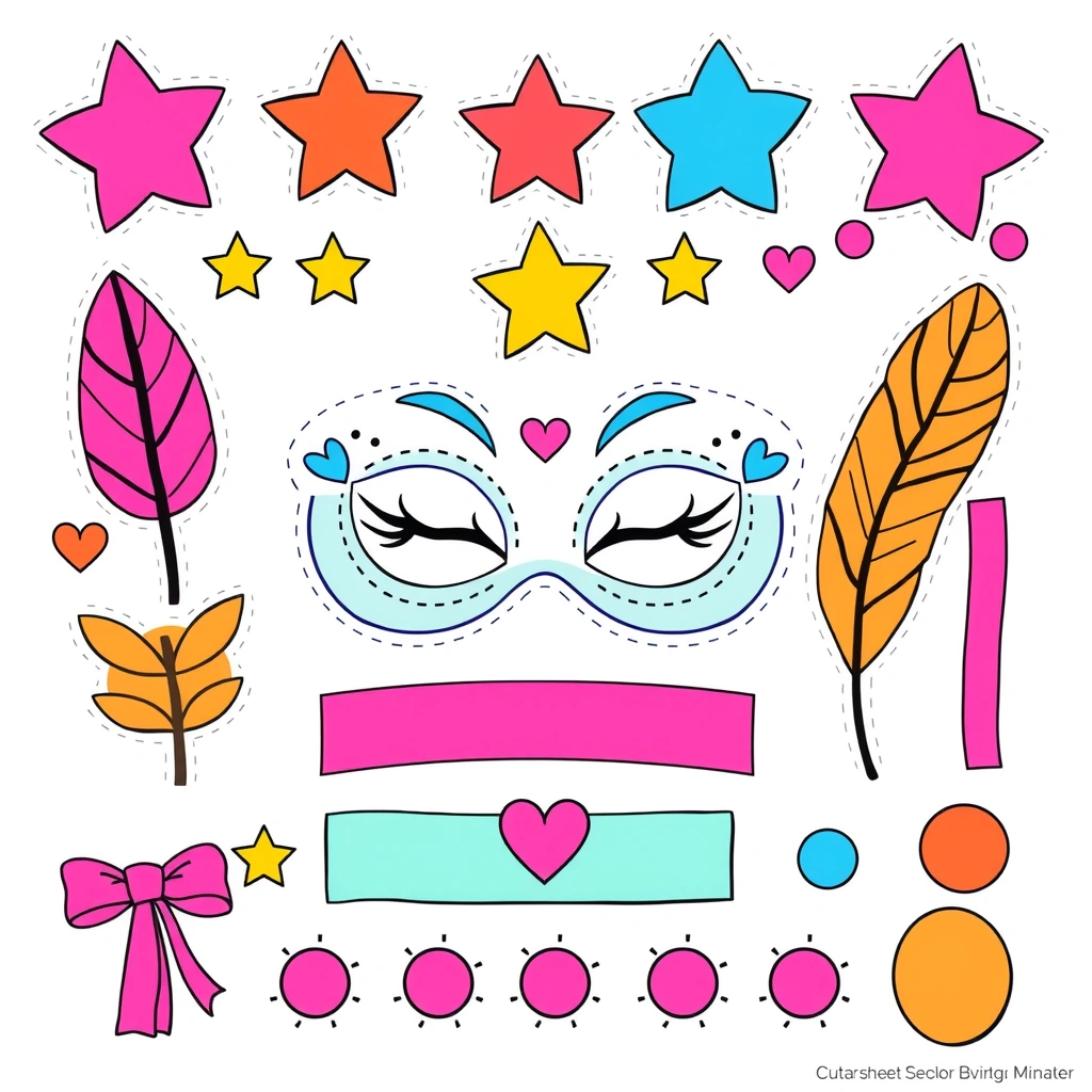 Arkusz elementów dekoracyjnych do wycięcia - Szablony - Karnawał
