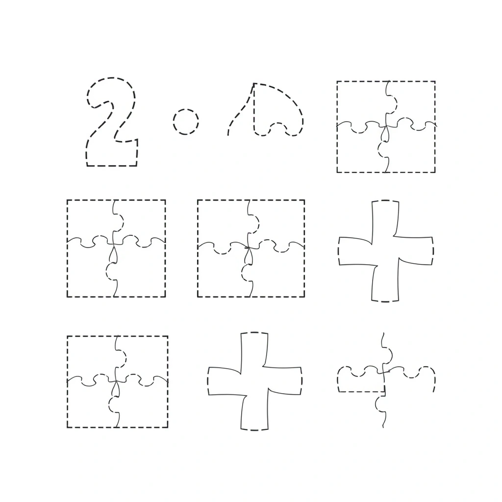 Szablon puzzla do druku (2–4 części) - Szablony - Dzień Puzzli