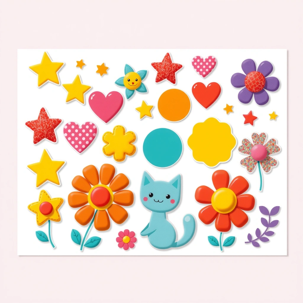 Arkusz naklejek i prostych ozdób - Szablony - Dzień Puzzli