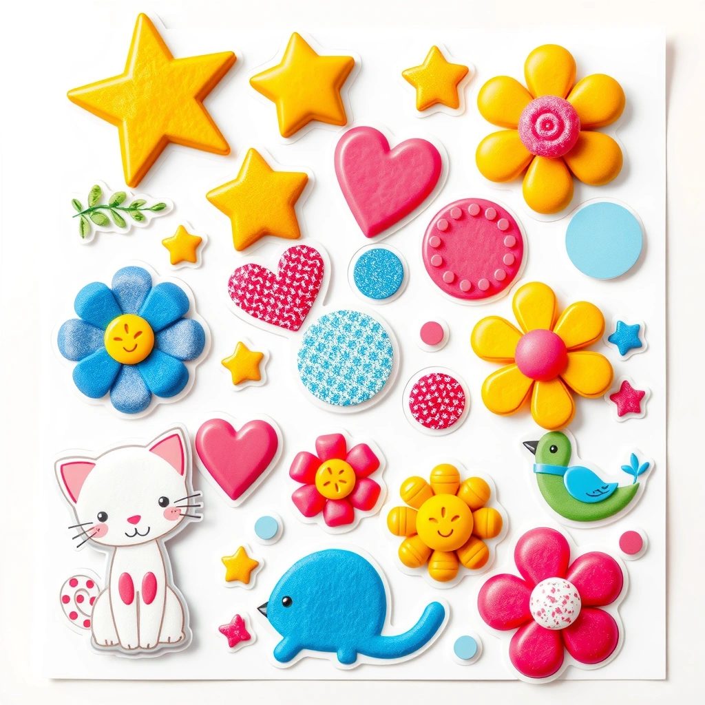 Arkusz naklejek i prostych ozdób - Szablony - Dzień Puzzli