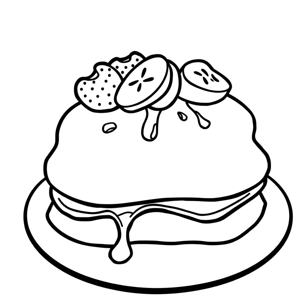 Kolorowanka: Naleśnik z dodatkami (czarno-biała) - Kolorowanki - Dzień Naleśnika