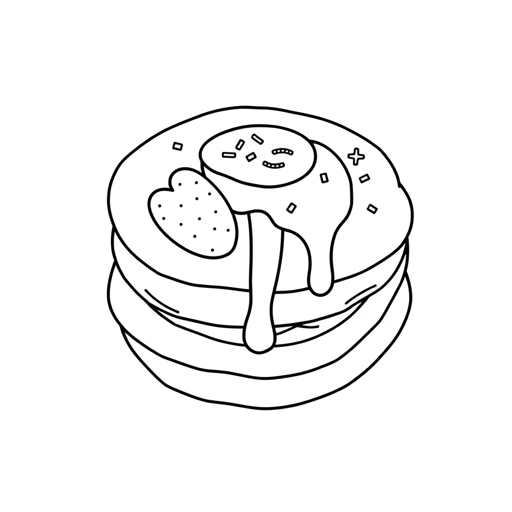 Kolorowanka: Naleśnik z dodatkami (czarno-biała) - Kolorowanki - Dzień Naleśnika