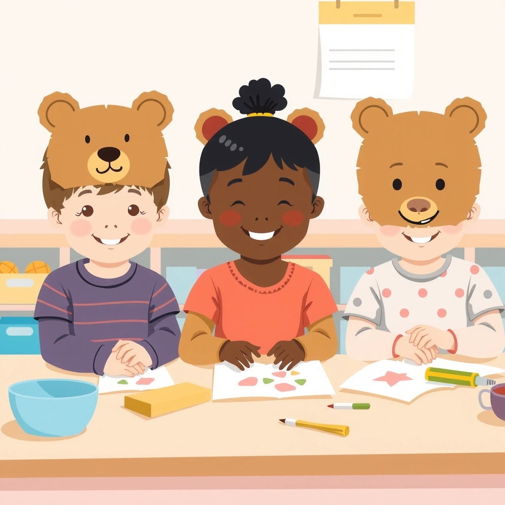 Przykładowe maski - gotowe prace (ilustracja) - Materiały - Dzień Niedźwiedzia