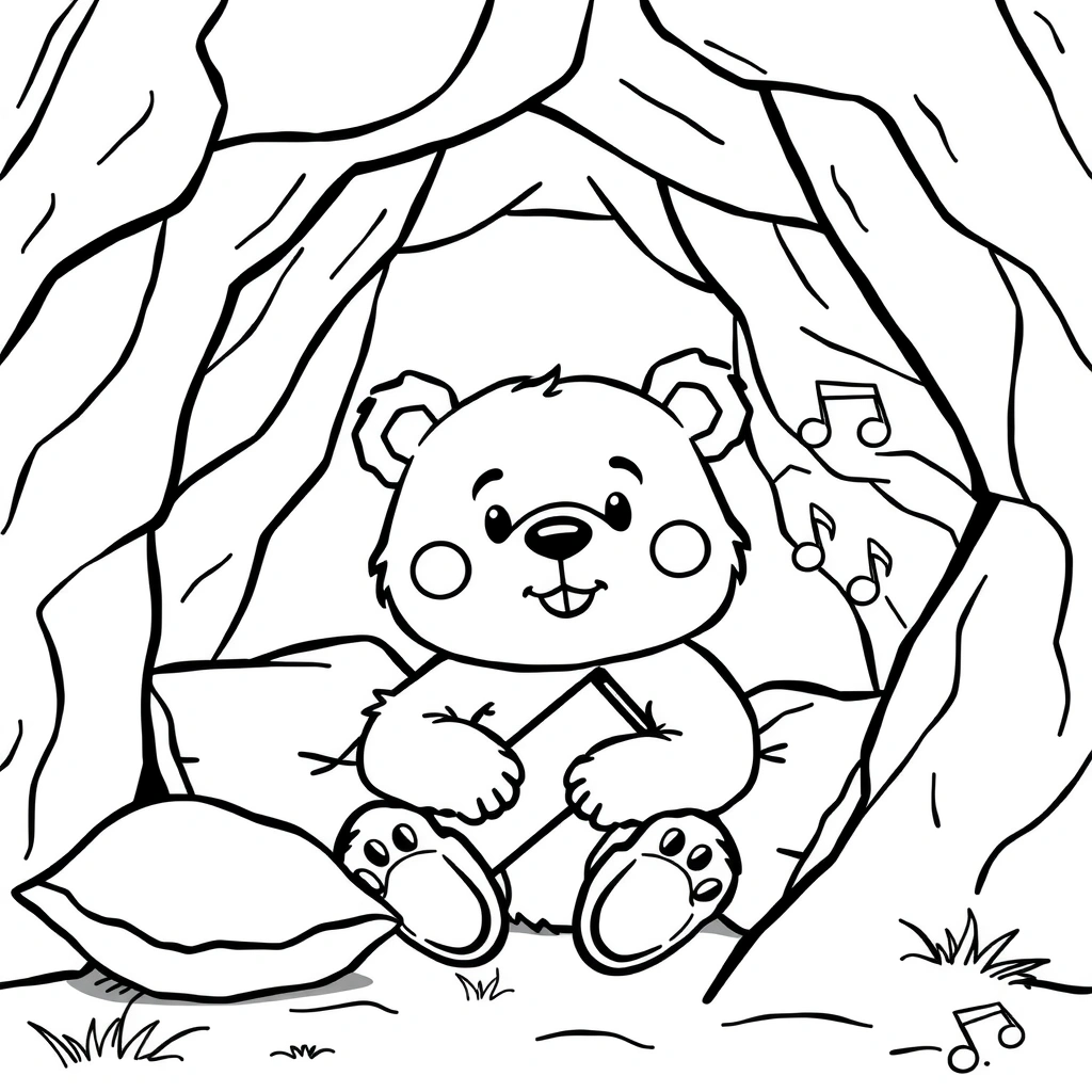 Kolorowanka: Niedźwiadek w jaskini - Kolorowanki - Dzień Niedźwiedzia