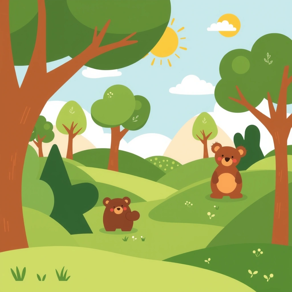 Tło: las do wspólnej kompozycji - Materiały - Dzień Niedźwiedzia