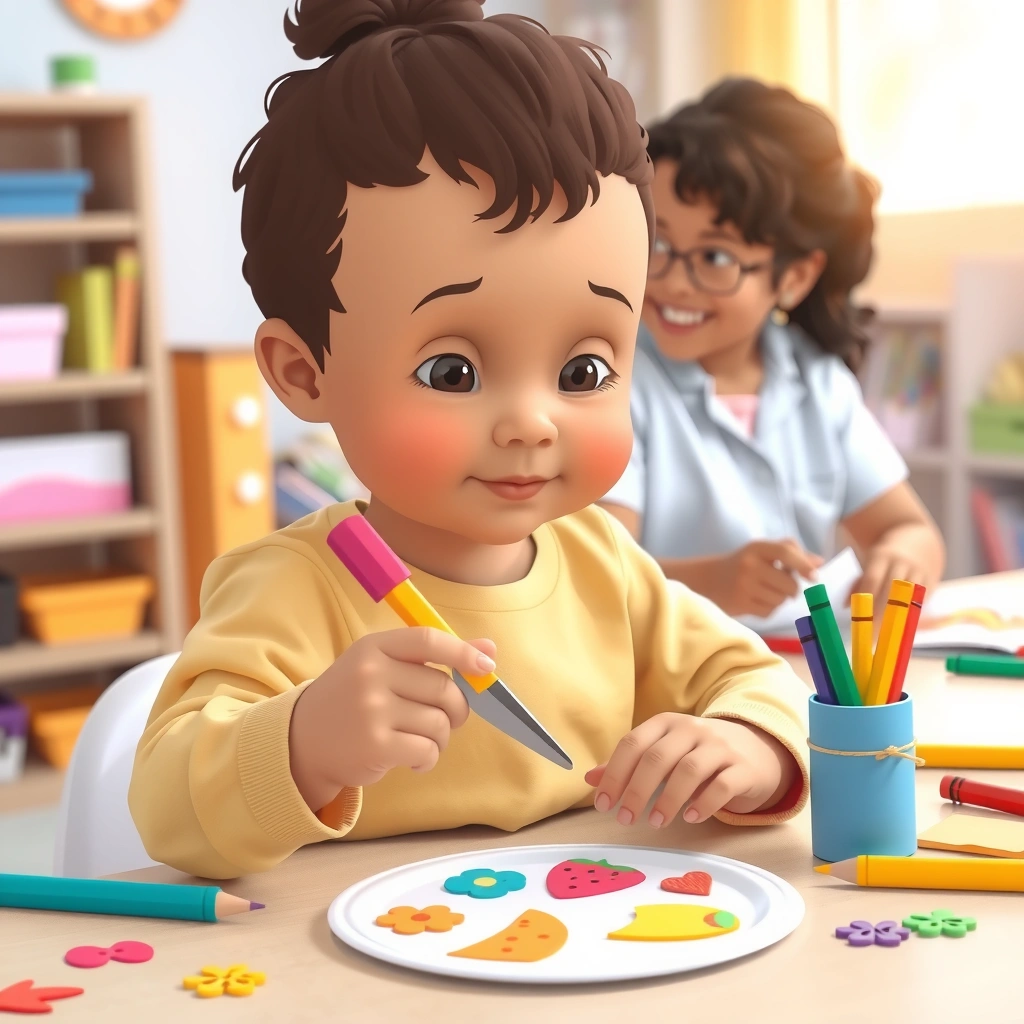 Ilustracja pokazowa: dziecko robi talerzyk - Materiały - Zdrowe Jedzenie