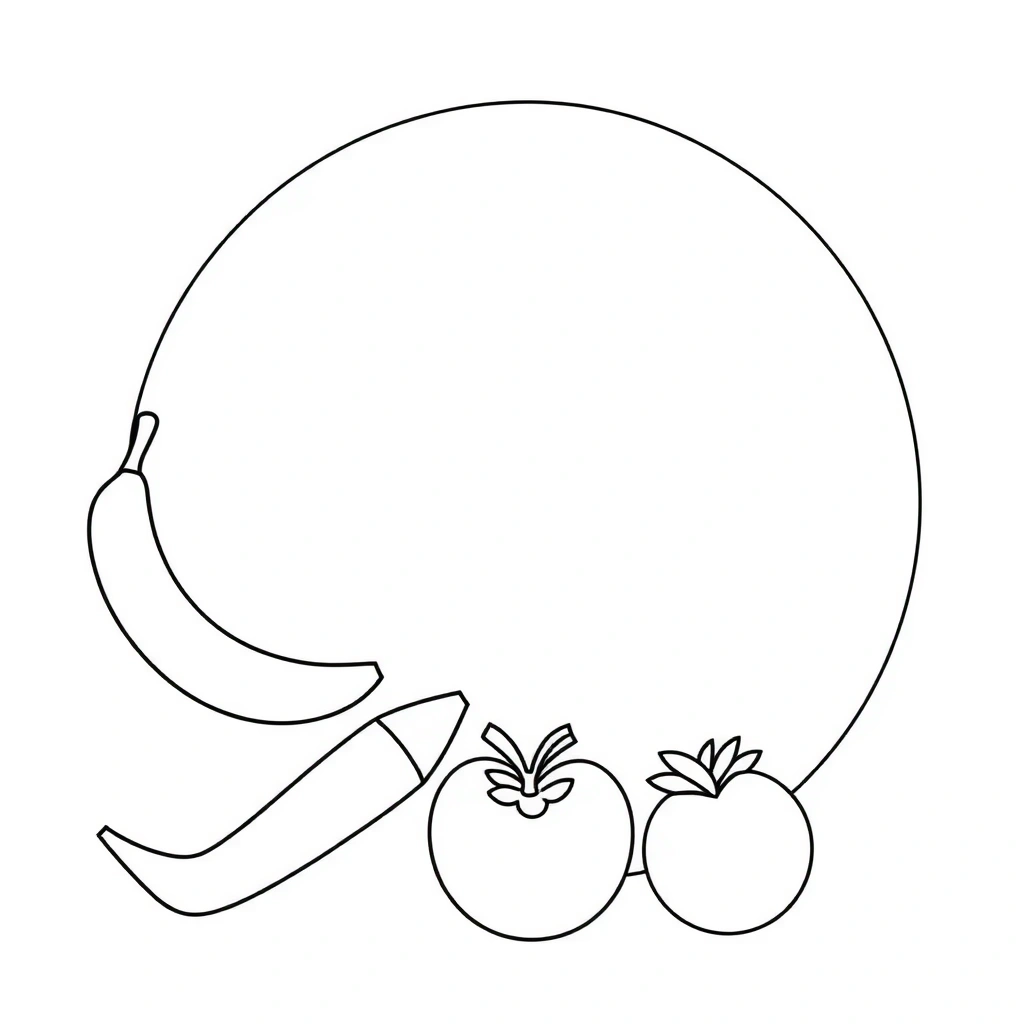 Strona do kolorowania: owoce i talerzyk - Kolorowanki - Zdrowe Jedzenie