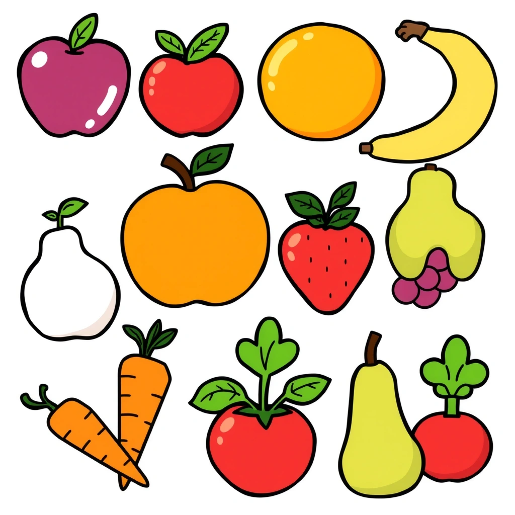 Zestaw obrazków owoców i warzyw (kliparty) - Materiały - Zdrowe Jedzenie