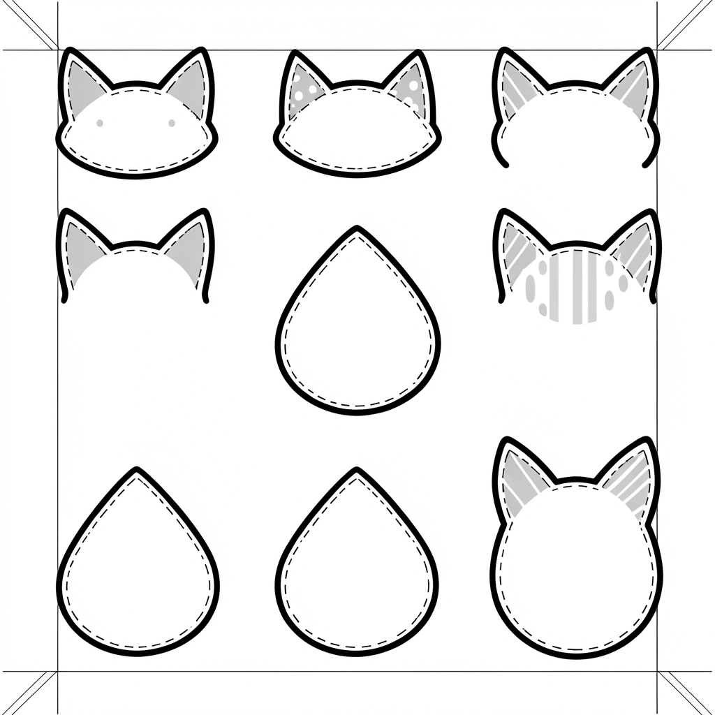 Arkusz z uszkami — różne rozmiary - Szablony - Dzień Kota