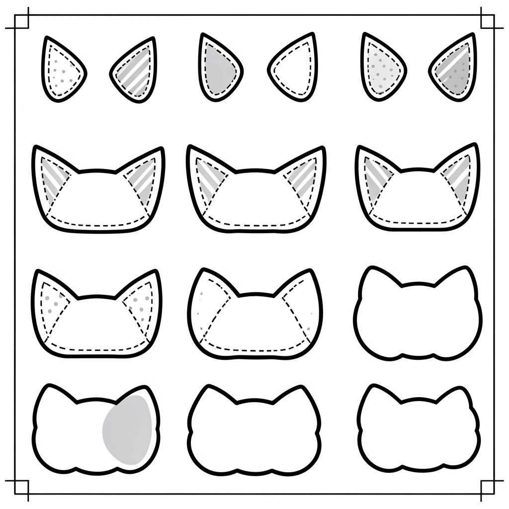 Arkusz z uszkami — różne rozmiary - Szablony - Dzień Kota