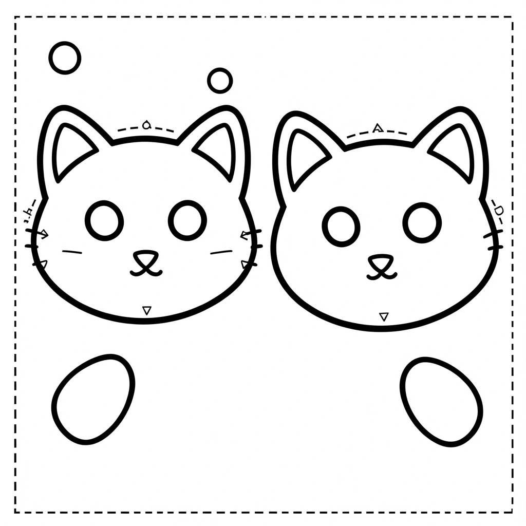Szablon maski kota — kontury do wycięcia - Szablony - Dzień Kota