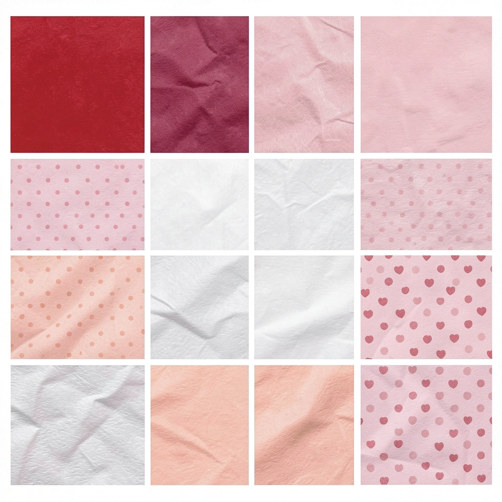 Arkusz tekstur i kolorów papieru (do wydruku/krojenia) - Materiały - Walentynki