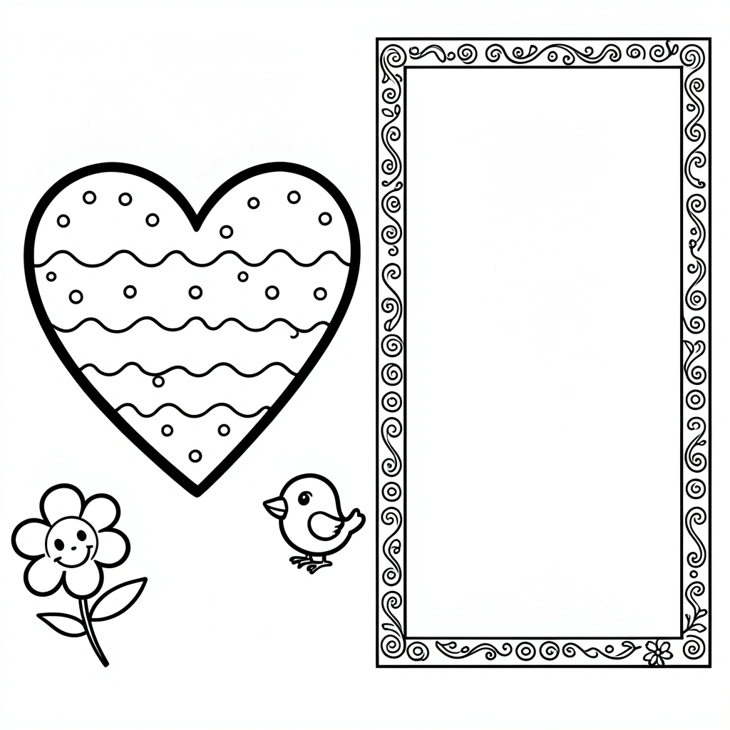 Strona do kolorowania — Laurka z dużym sercem - Kolorowanki - Walentynki