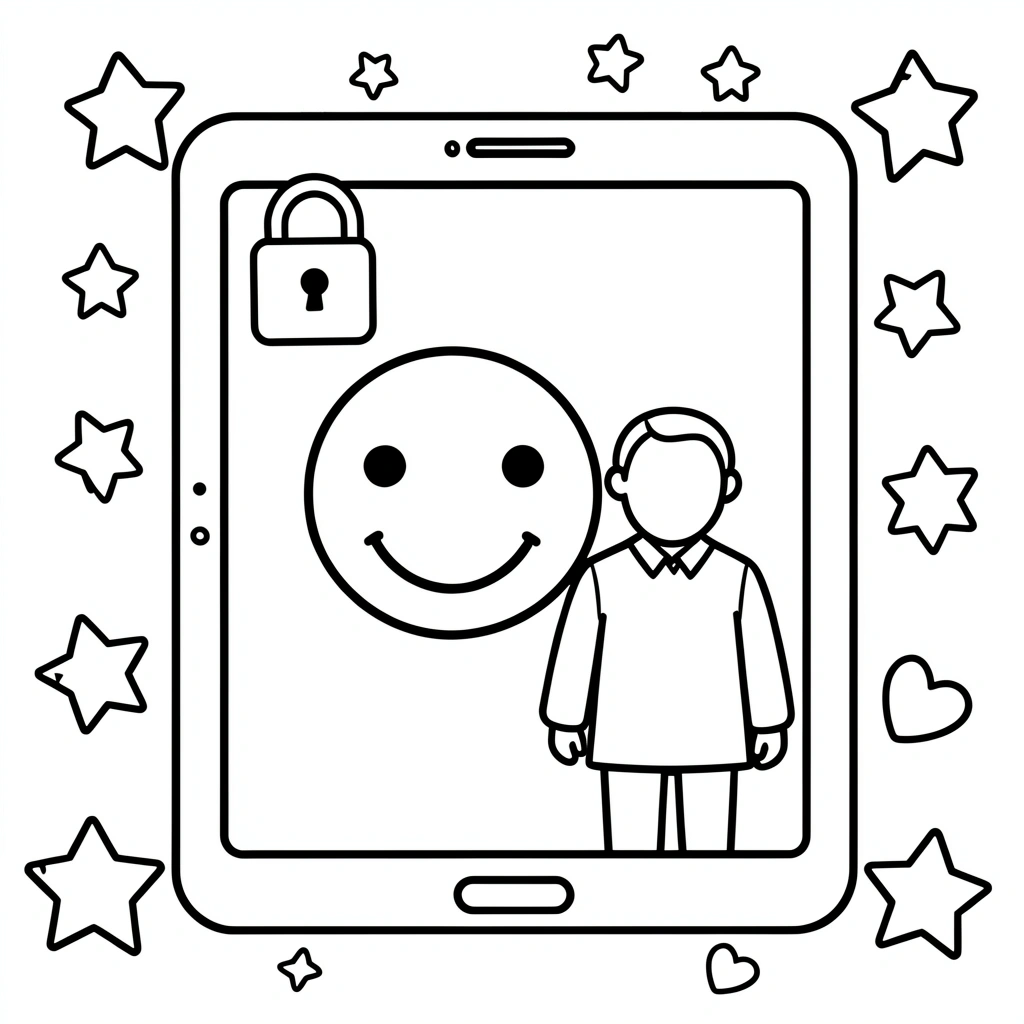 Kolorowanka — papierowy tablet - Kolorowanki - Dzień Bezpiecznego Internetu