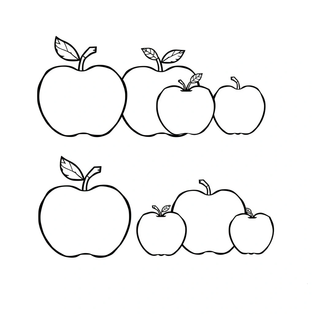 Kolorowanka — grupy jabłek - Kolorowanki - Tabliczka Mnożenia