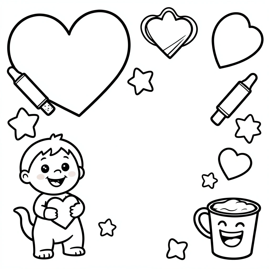 Kolorowanka: walentynkowe serduszka i proste motywy - Kolorowanki - Walentynki