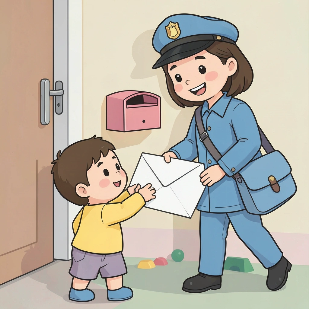 Ilustracja przyjaznego listonosza - Materiały - Dzień Listonosza