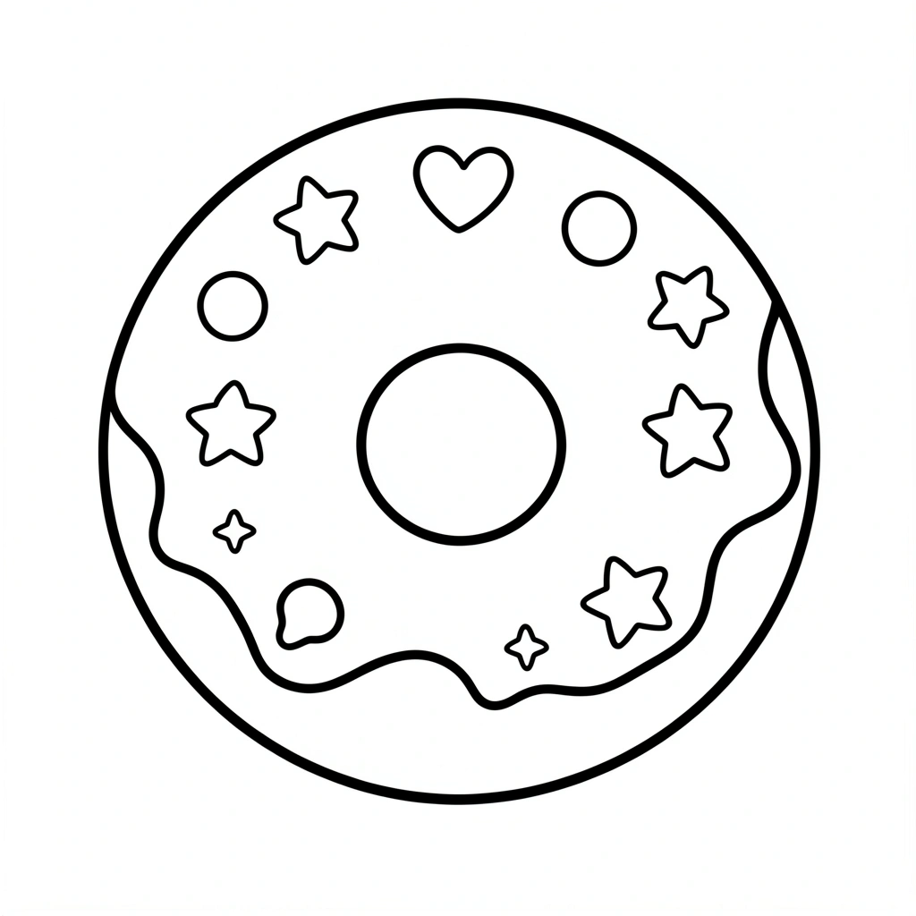 Kolorowanka — pączek z polewą i posypką - Kolorowanki - Tłusty Czwartek
