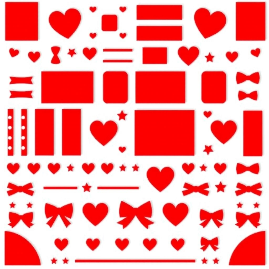 Arkusz dekoracji — czerwone ozdoby i naklejki - Szablony - Myszka Miki