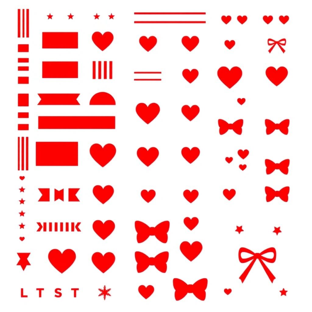 Arkusz dekoracji — czerwone ozdoby i naklejki - Szablony - Myszka Miki