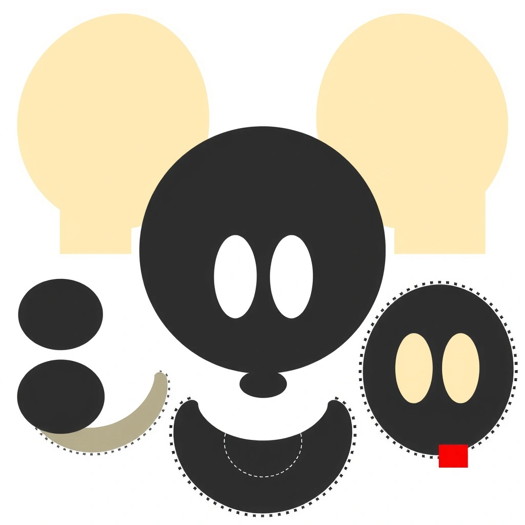 Szablon elementów A4 — wycięcia - Szablony - Myszka Miki