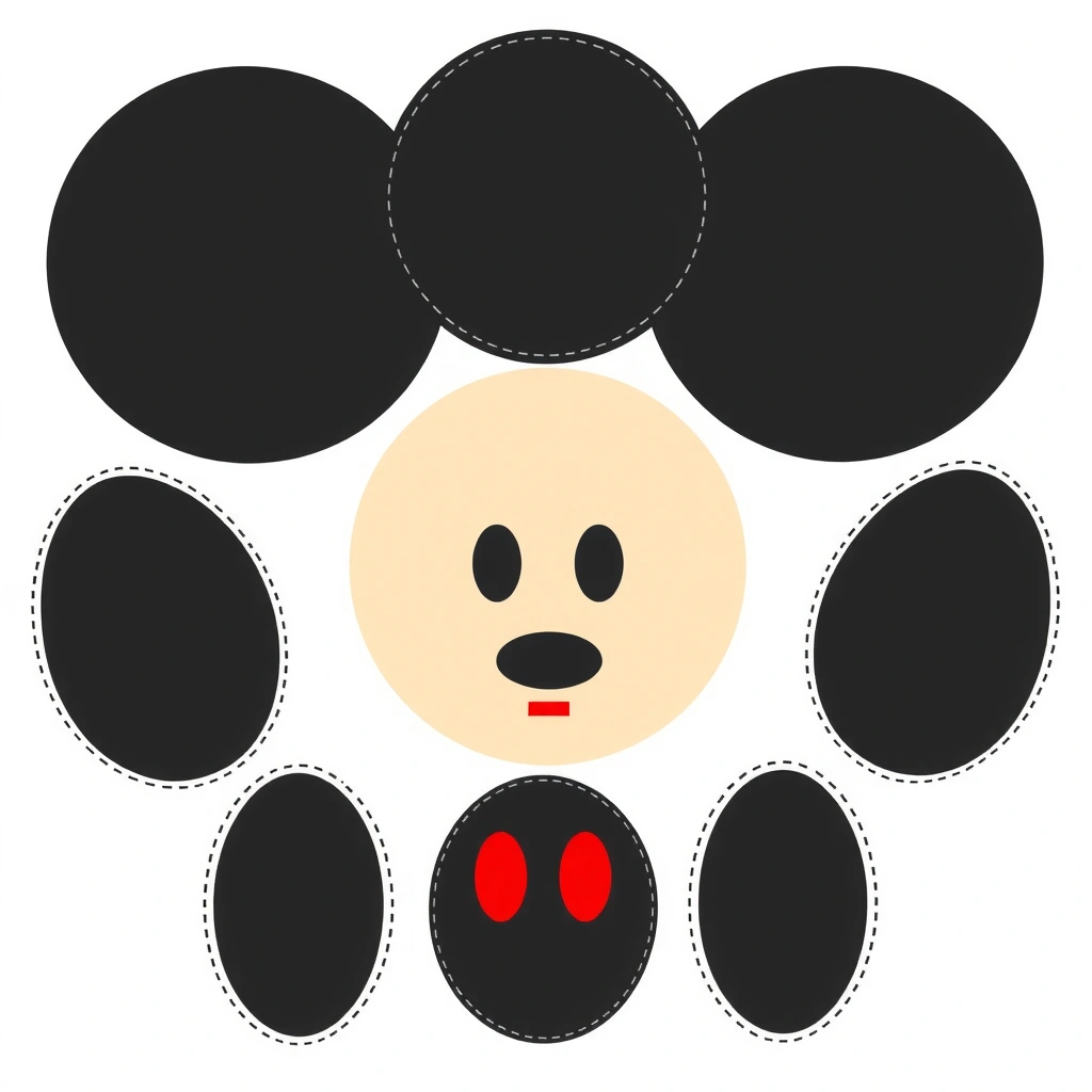 Szablon elementów A4 — wycięcia - Szablony - Myszka Miki