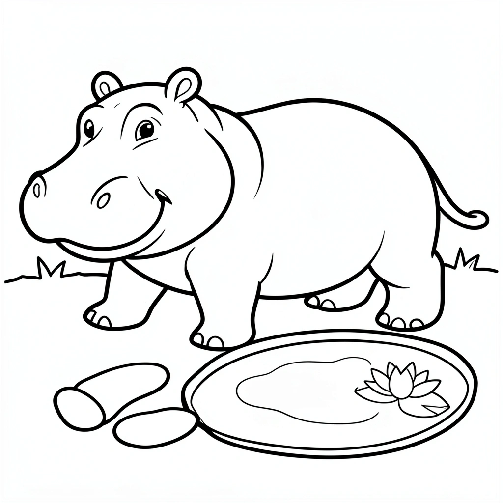 Kolorowanka — hipopotam dla maluchów - Kolorowanki - Dzień Hipopotama