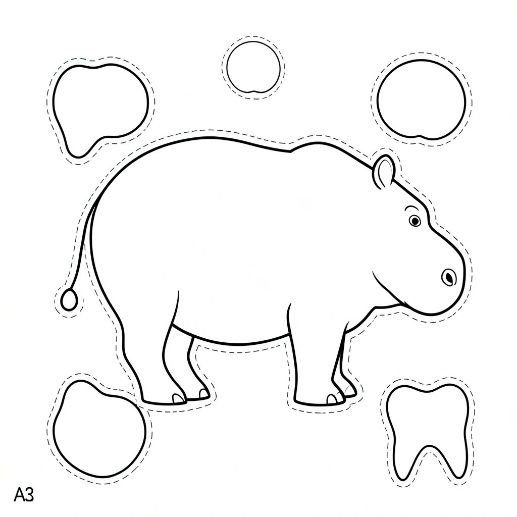 Szablon hipopotama (duży) - Szablony - Dzień Hipopotama