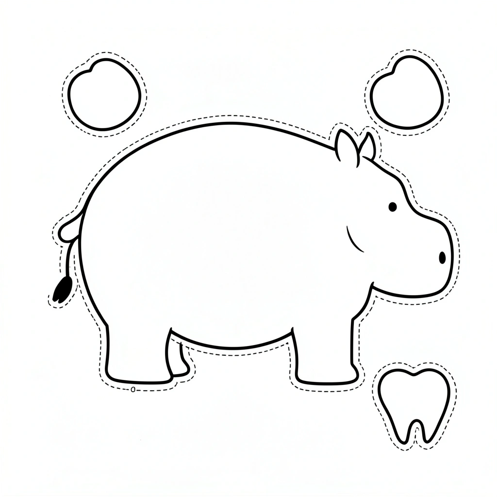 Szablon hipopotama (duży) - Szablony - Dzień Hipopotama