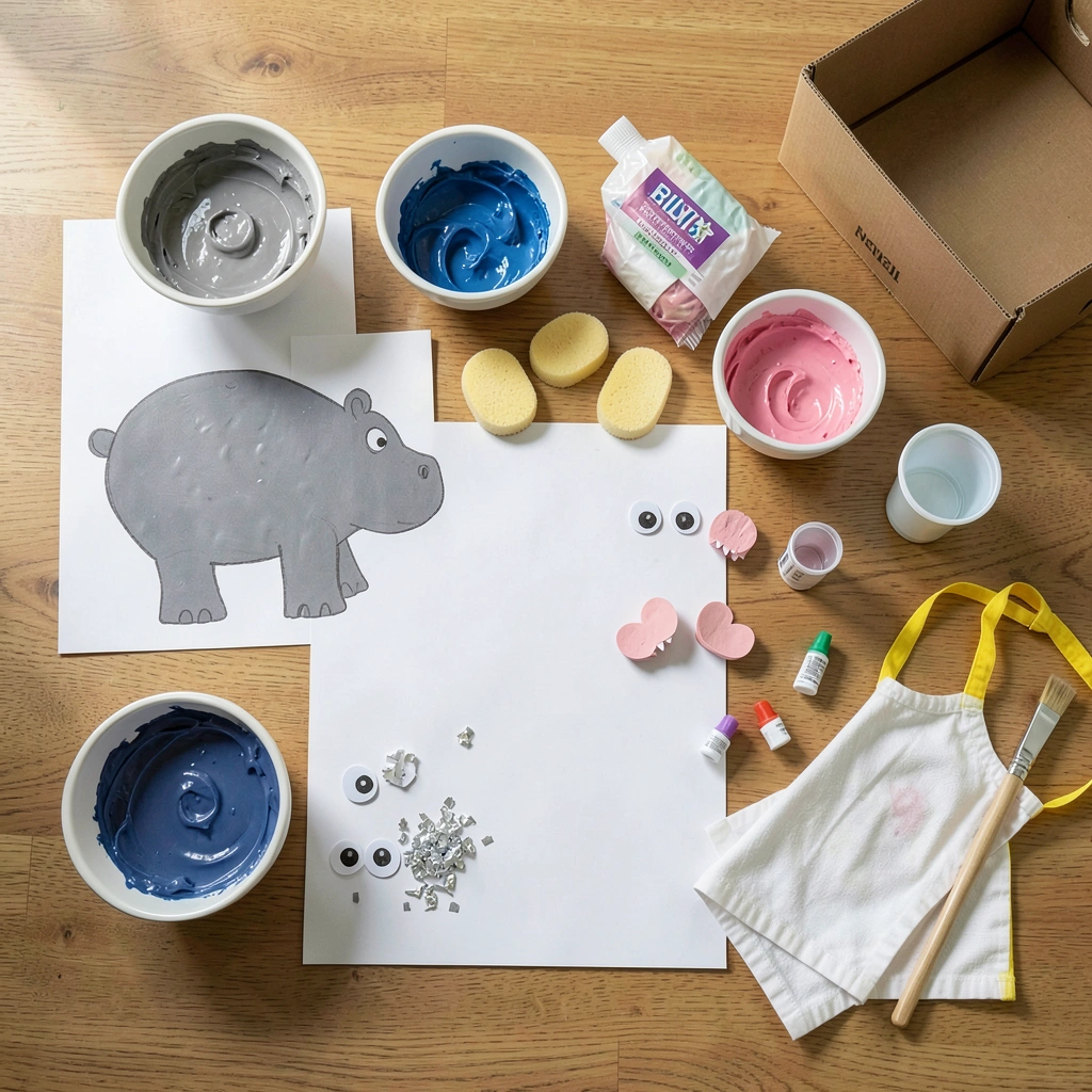 Zdjęcie materiałów — przygotowanie stanowiska - Materiały - Dzień Hipopotama