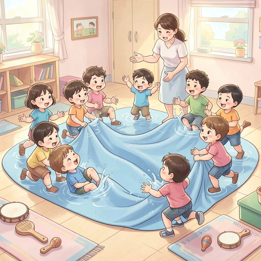 Ilustracja zabawy 'Kąpiel hipcia' - Materiały - Dzień Hipopotama