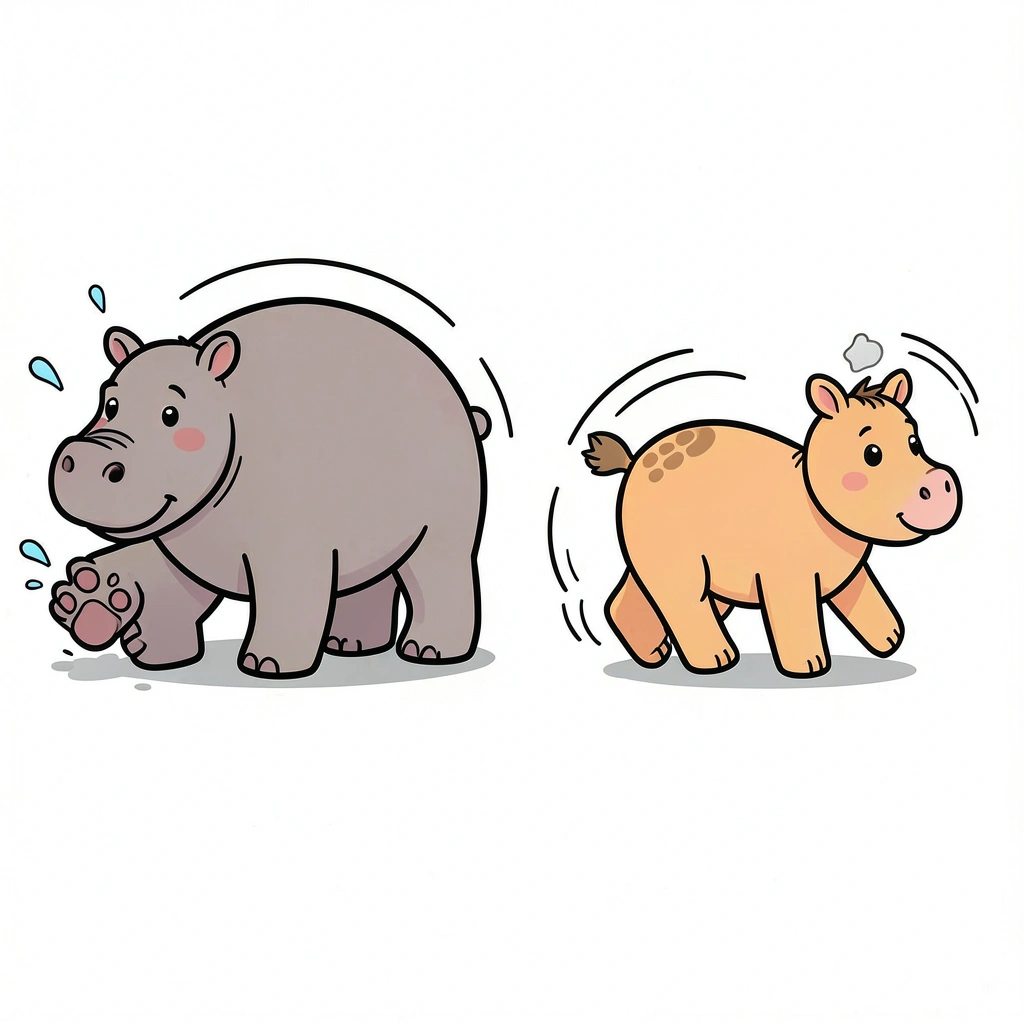 Karta rytmów — Stąpanie hipcia - Szablony - Dzień Hipopotama