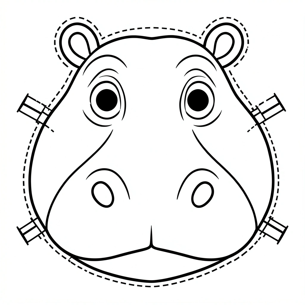 Szablon maski hipcia - Szablony - Dzień Hipopotama