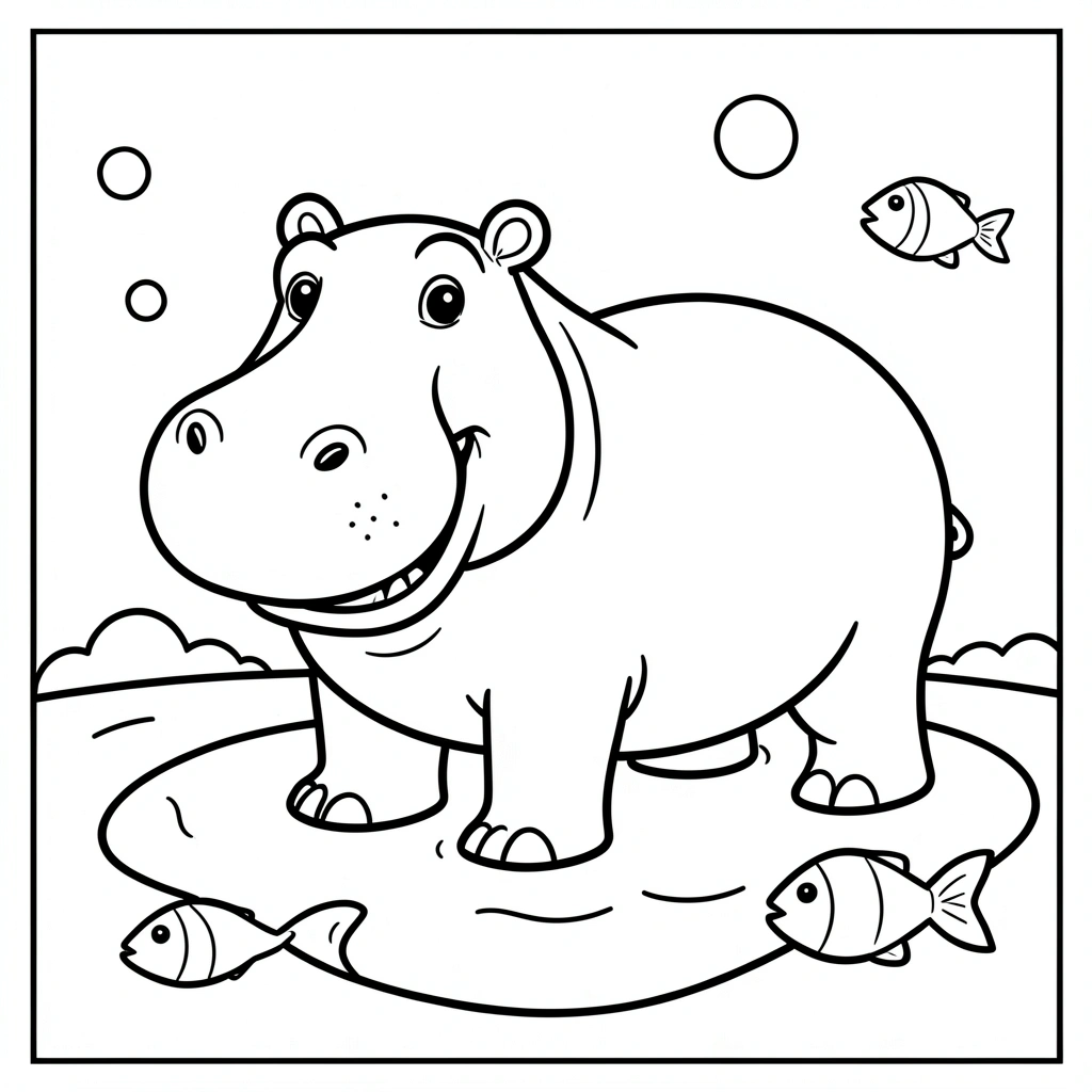 Kolorowanka: Hipopotam - Kolorowanki - Dzień Hipopotama