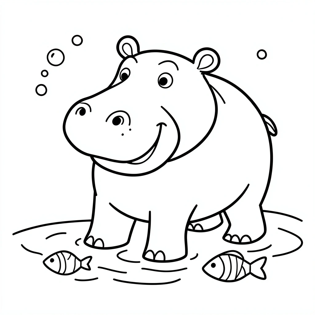 Kolorowanka: Hipopotam - Kolorowanki - Dzień Hipopotama