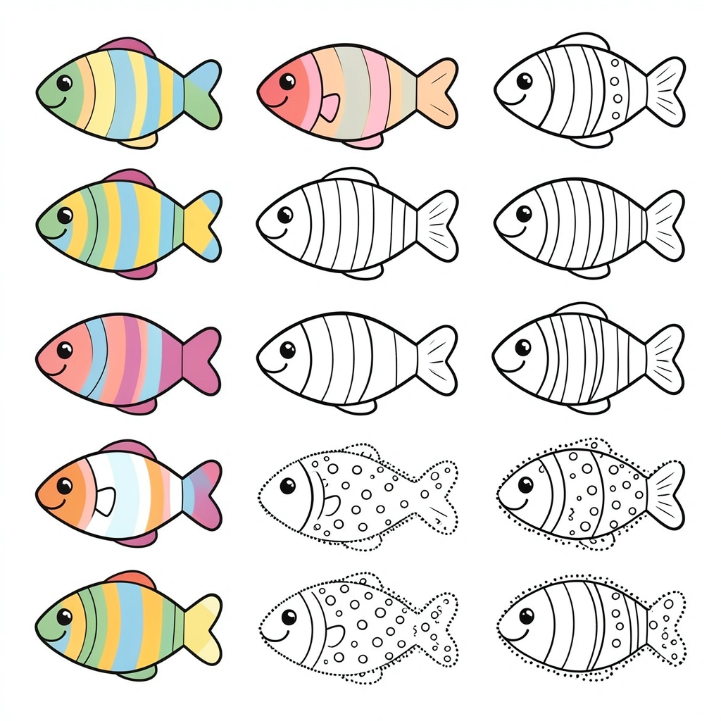 Papierowe rybki do ćwiczeń chwytu (szablon) - Szablony - Dzień Hipopotama