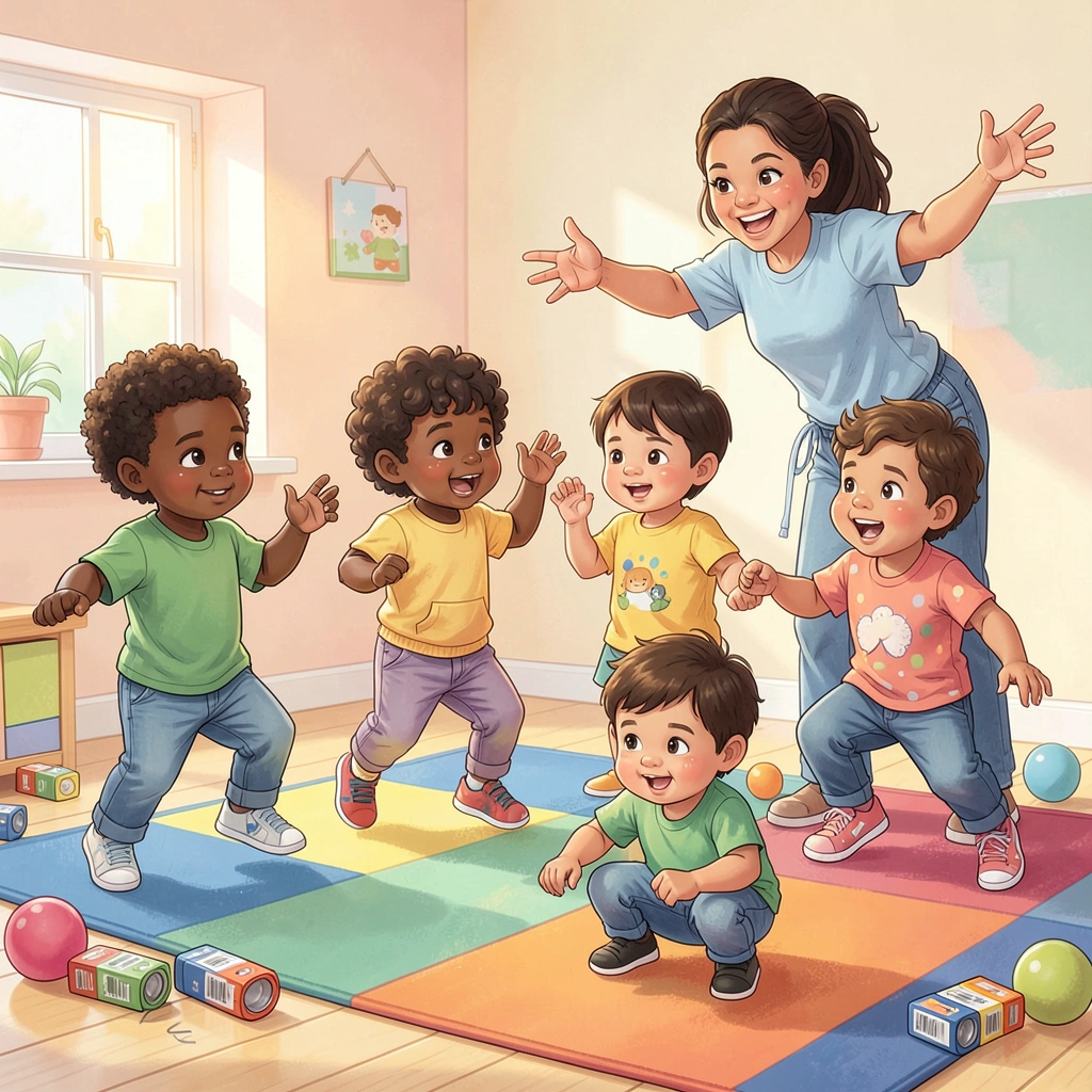 Ilustracja: Baterio-taniec — dzieci tańczące - Materiały - Dzień Baterii