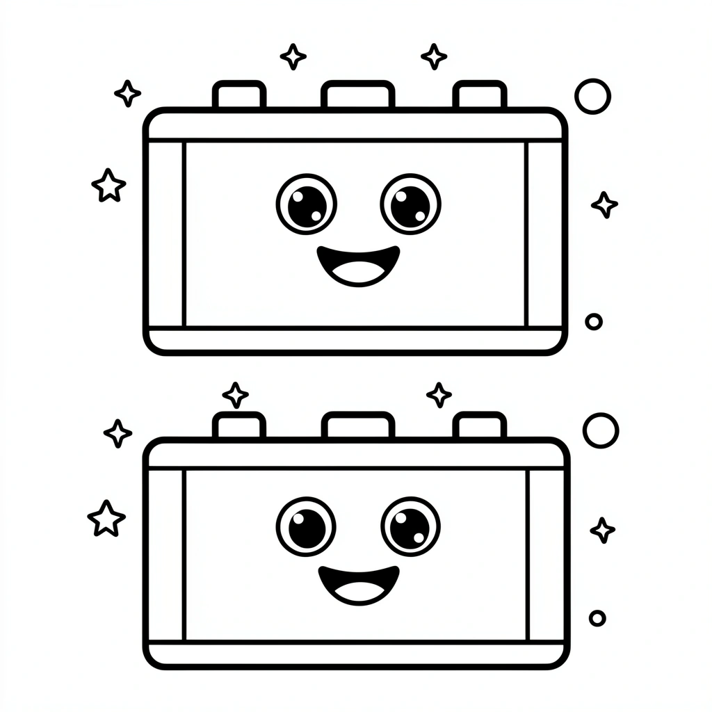 Kolorowanka: Postać baterii — prosty rysunek do kolorowania - Kolorowanki - Dzień Baterii