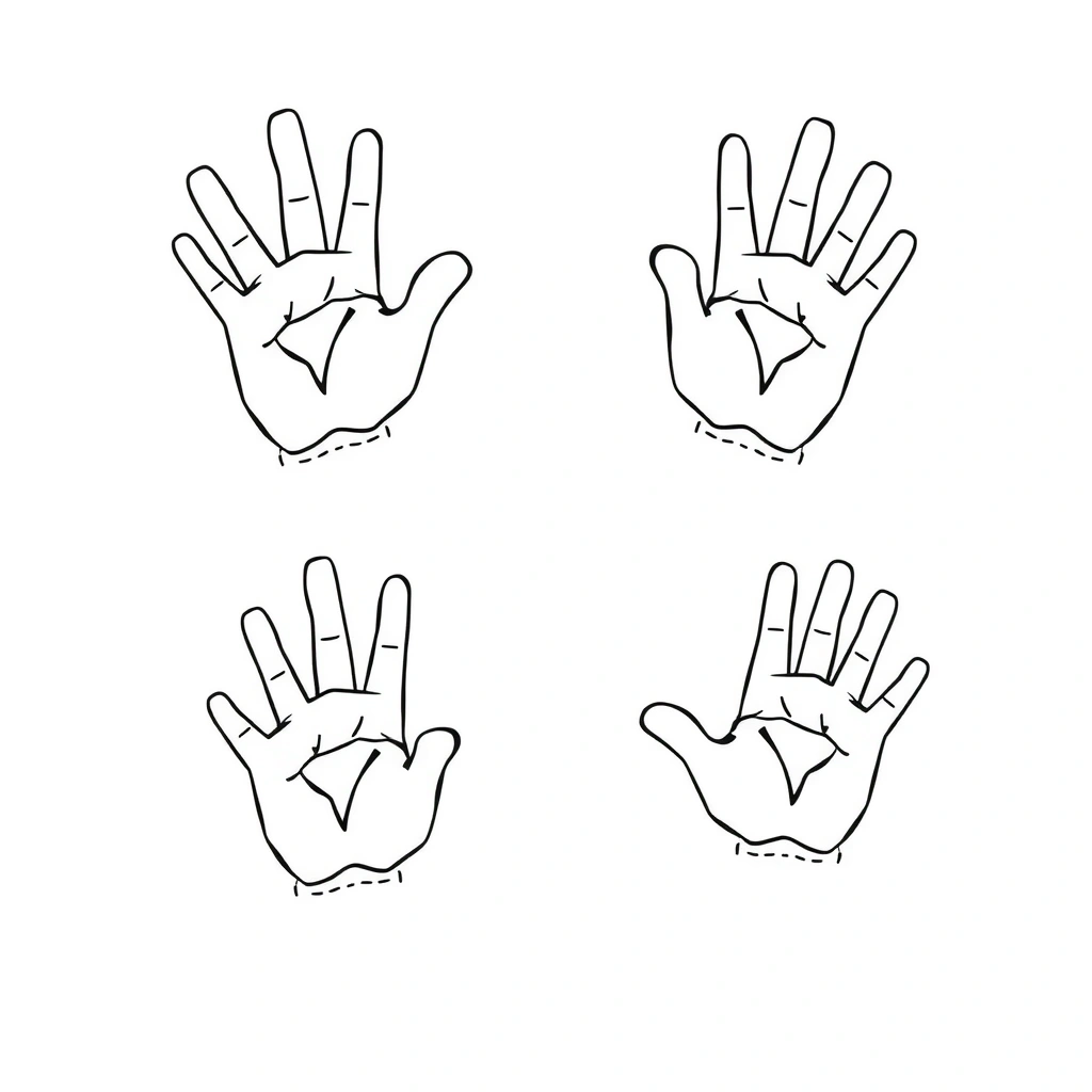 Szablon odbicia dłoni — kontury serca i kwiatu - Szablony - Dzień Seniora