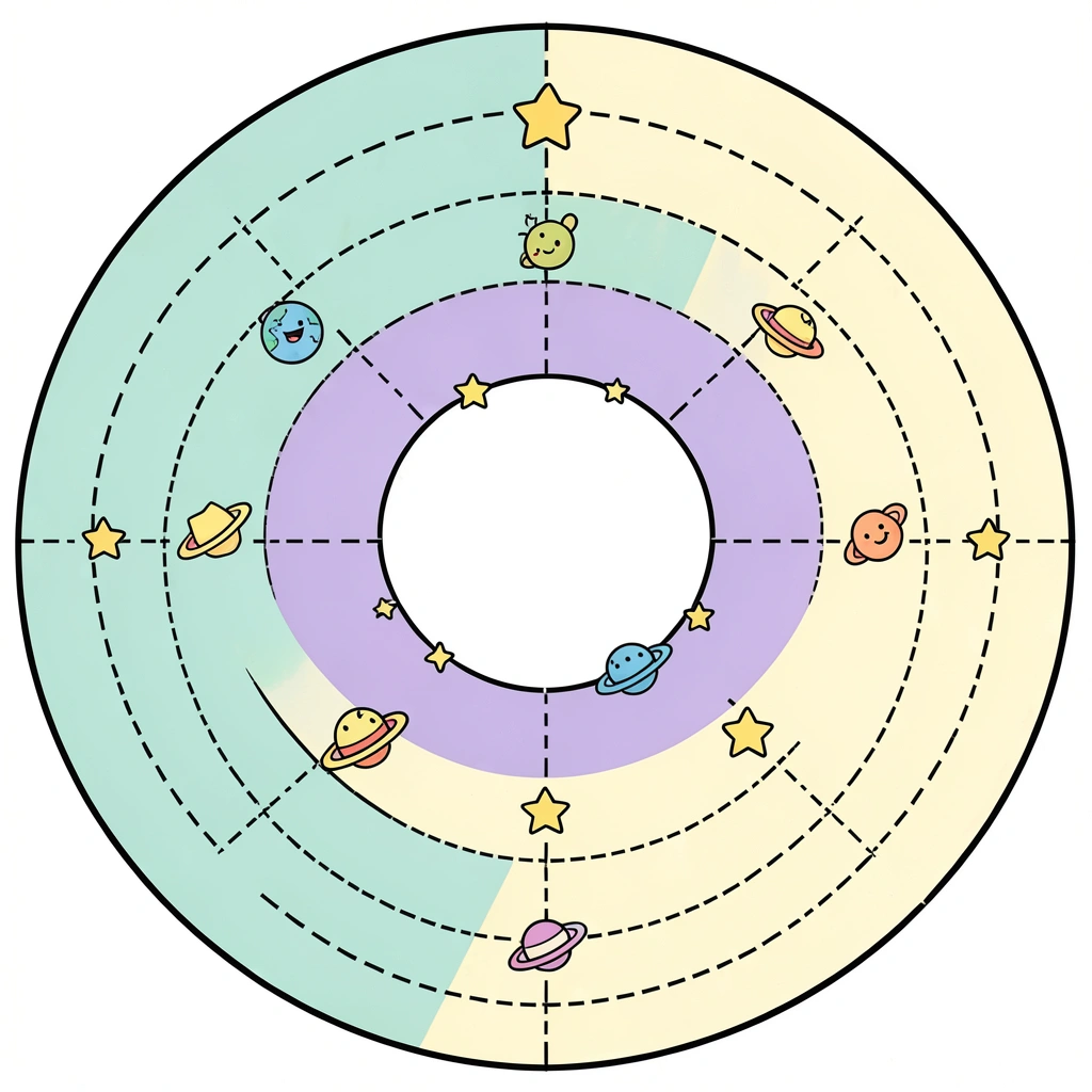 Szablon orbity — oznaczenia na podłodze - Szablony - Dzień Plutona